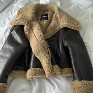 Zara shearling moto jacket